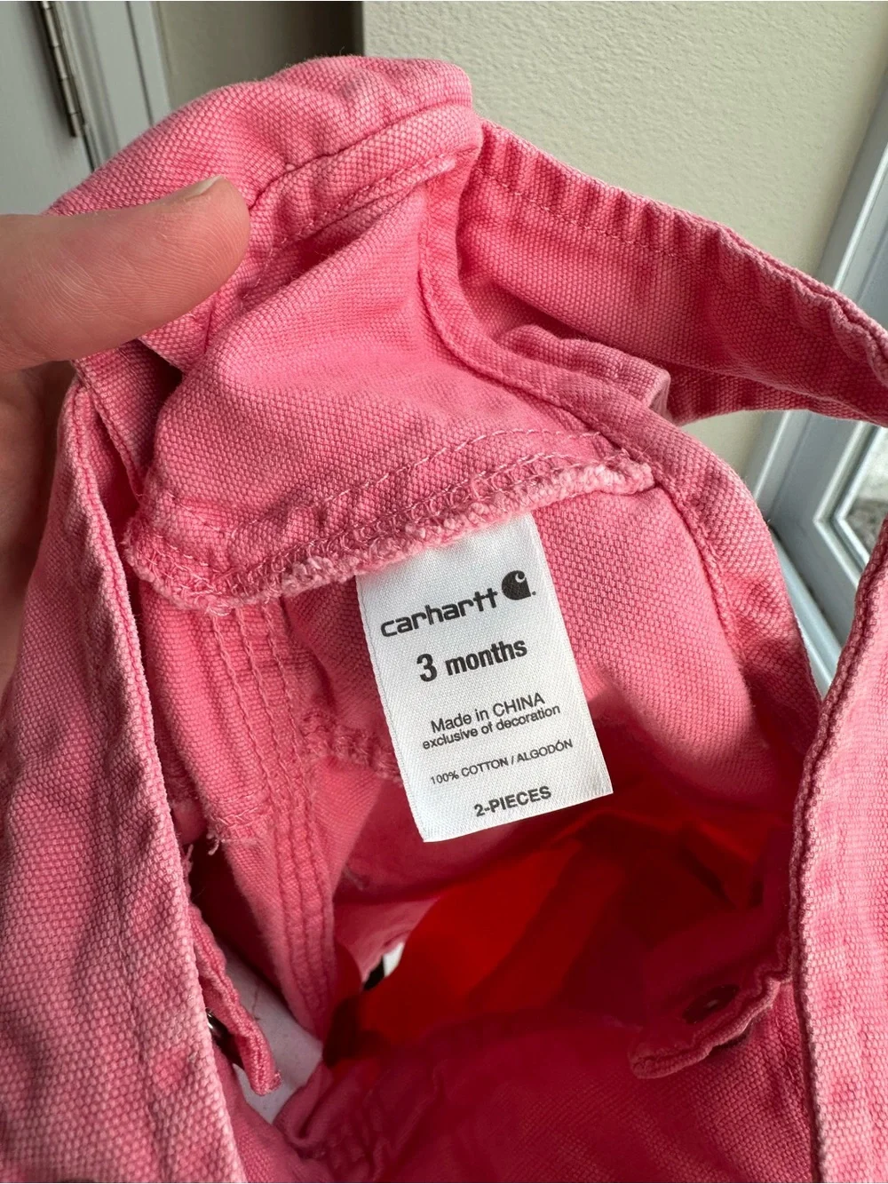 Carhartt baby girl embroidered pink overalls